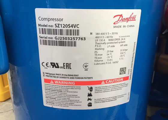 Compresor R22 eléctrico SM120S4VC 10HP de la voluta del refrigerador de Danfoss para el sitio fresco